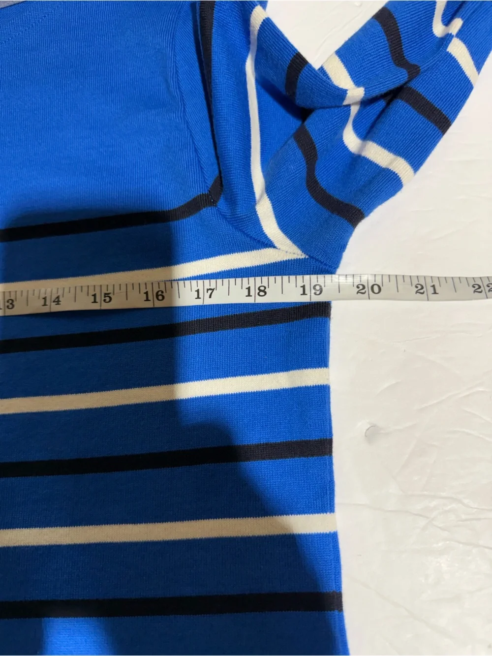 Talbots Royal Blue Striped Boatneck light Sweater Size Small